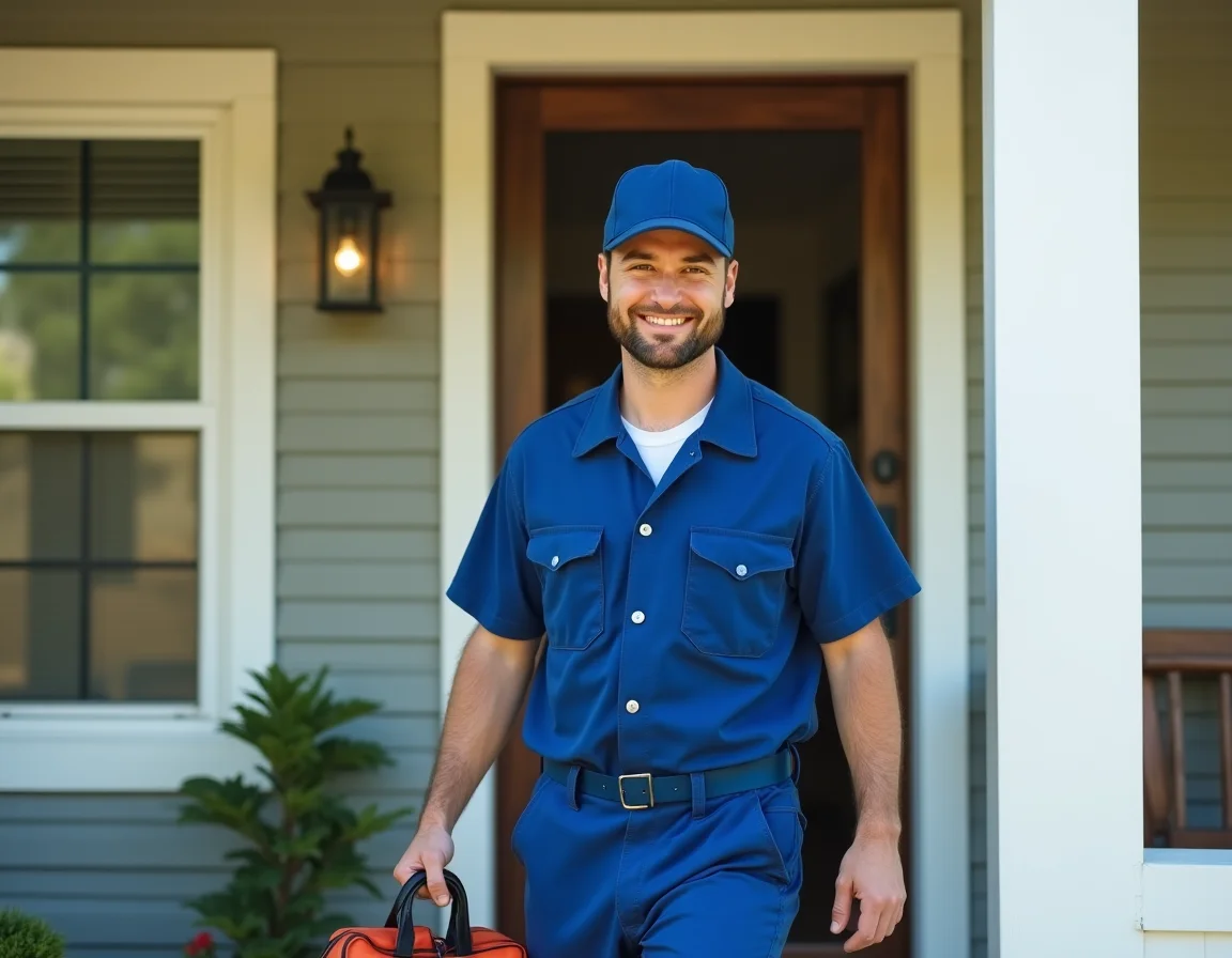 Plumber arriving at home for water test